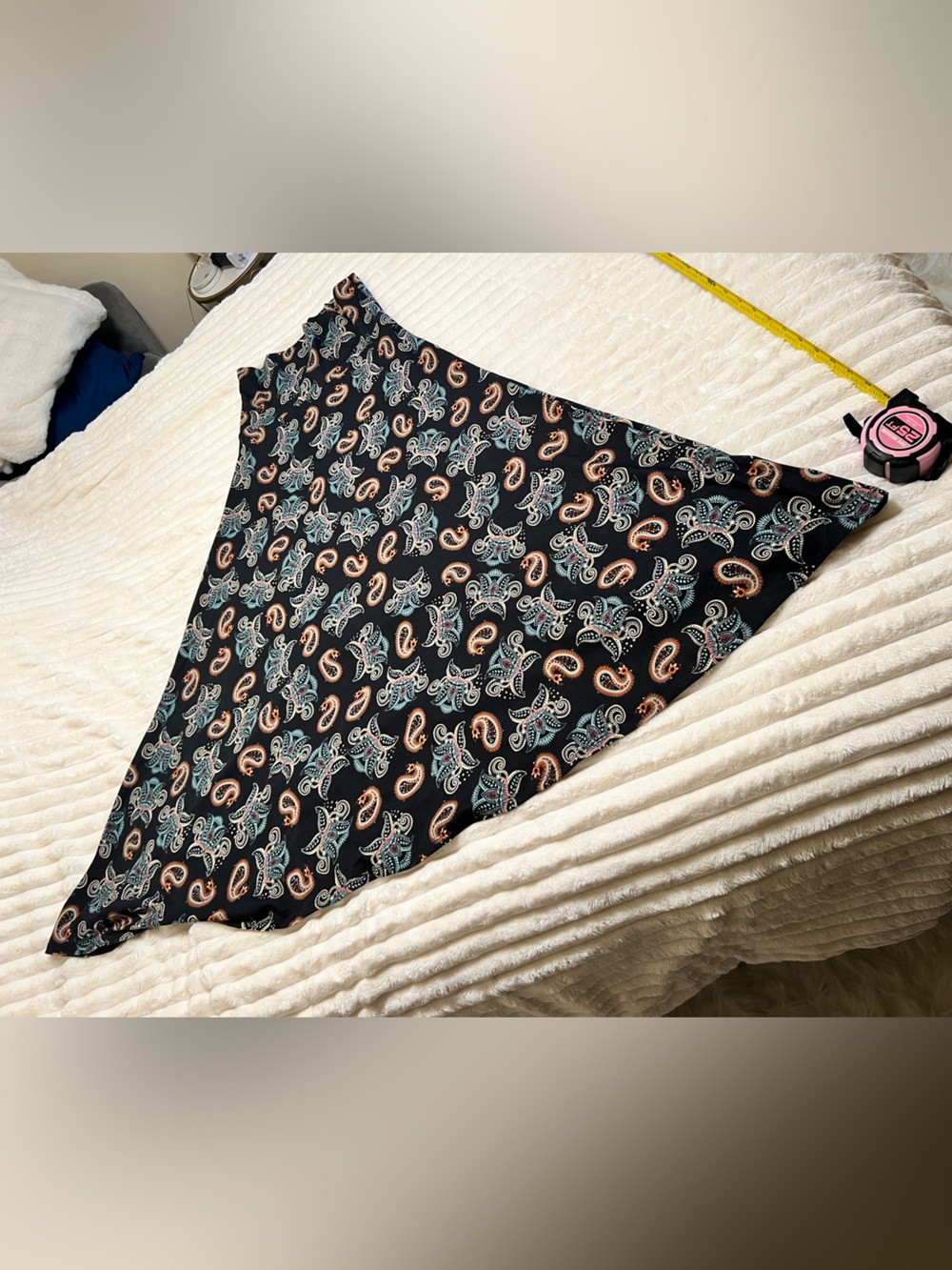 LuLaRoe Paisley Circle Skirt with Teal & Peach Accents